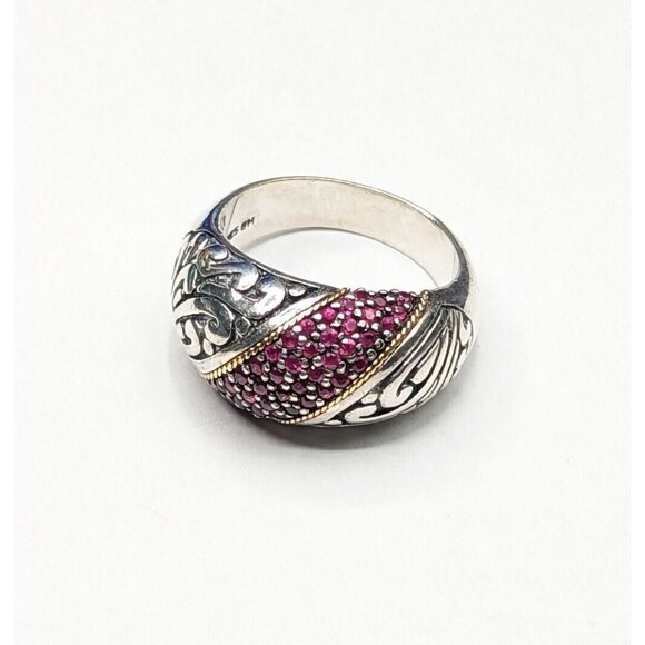 EFFY BH Sterling Silver 925 18k Yellow Gold Ruby Gemstone Ring Size 7 - Picture 3 of 13